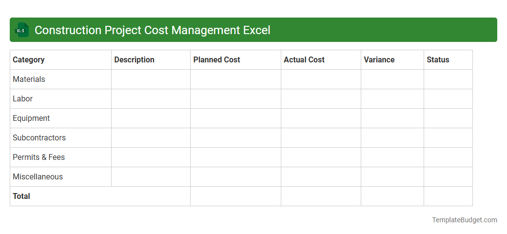Construction Project Cost Management Excel