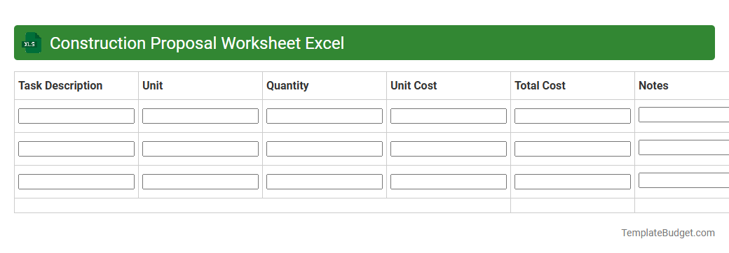 Construction Proposal Worksheet Excel