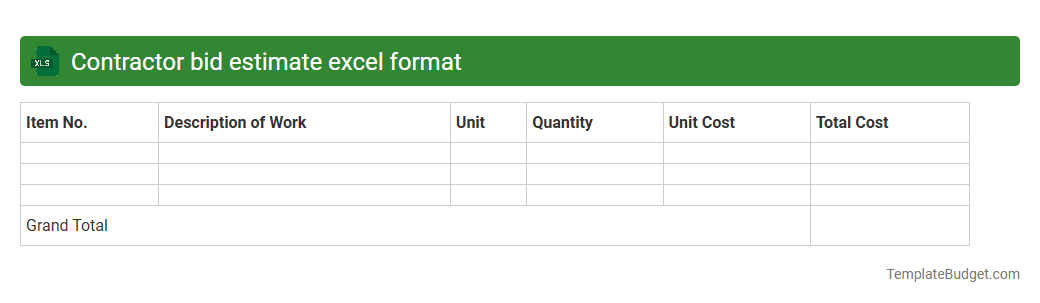 Contractor bid estimate excel format