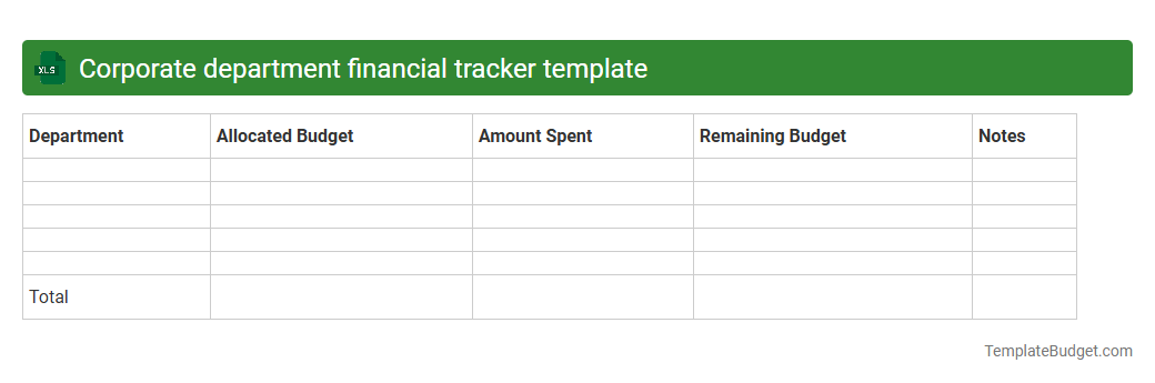 Corporate department financial tracker template