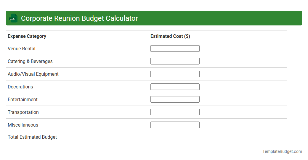 Corporate Reunion Budget Calculator