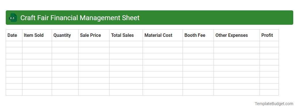 Craft Fair Financial Management Sheet