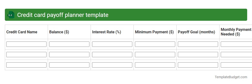 Credit card payoff planner template
