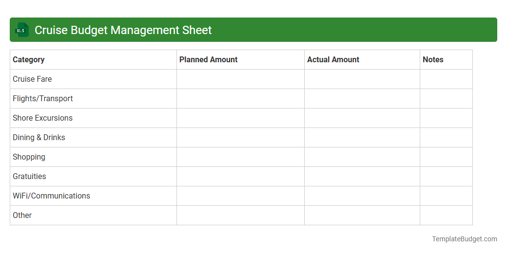 Cruise Budget Management Sheet