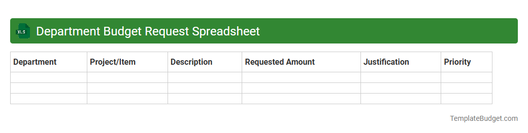 Department Budget Request Spreadsheet