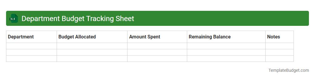 Department Budget Tracking Sheet