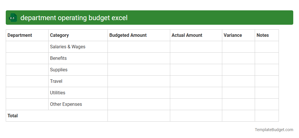 department operating budget excel