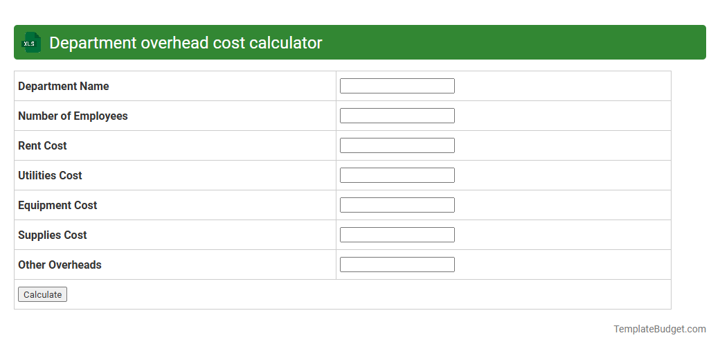 Department overhead cost calculator