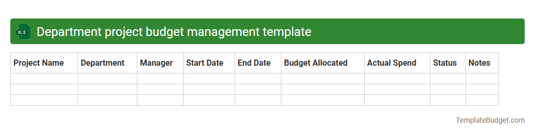 Department project budget management template