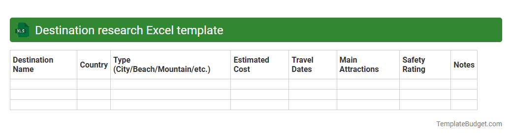 Destination research Excel template
