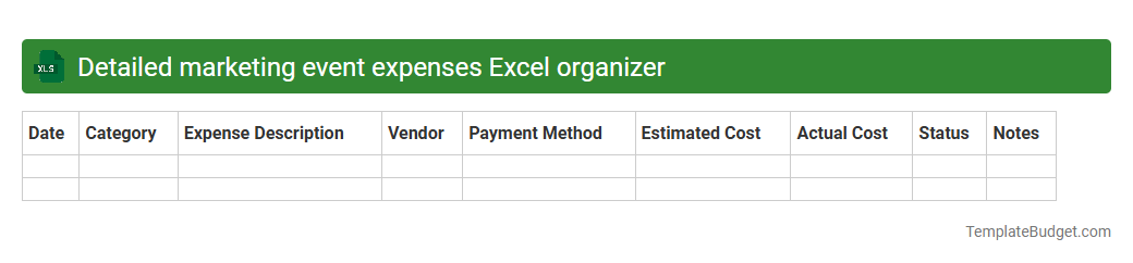 Detailed marketing event expenses Excel organizer