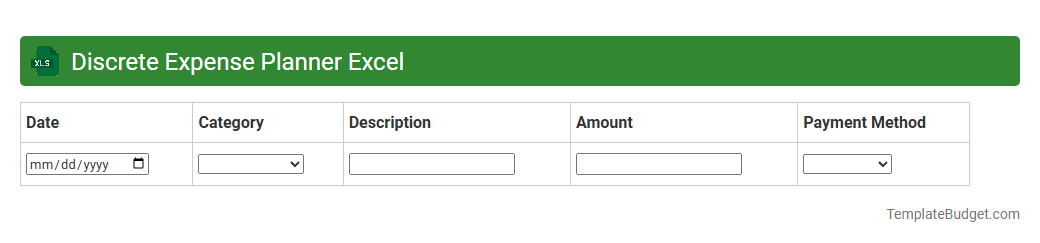 Discrete Expense Planner Excel