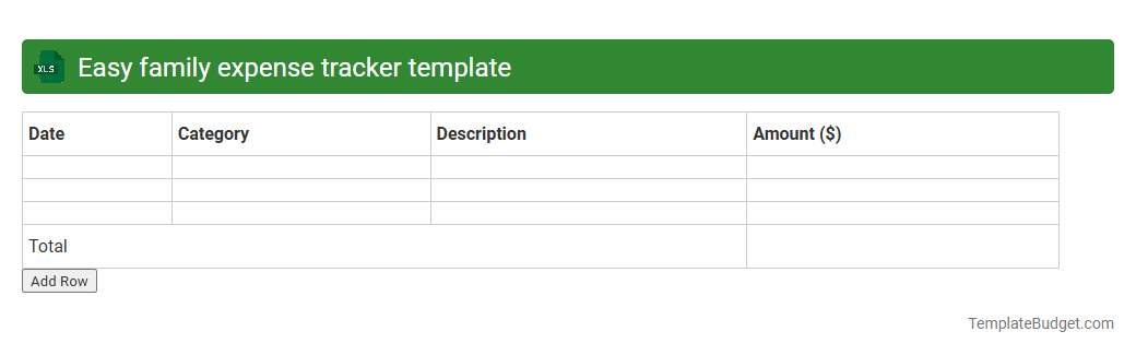 Easy family expense tracker template