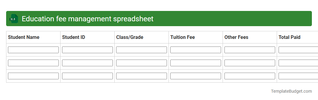 Education fee management spreadsheet