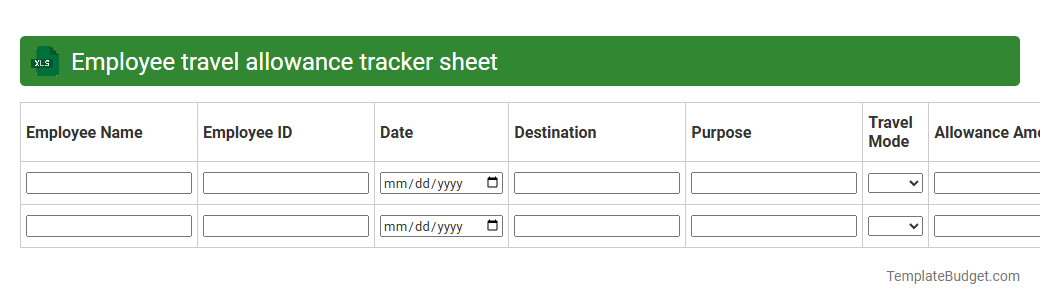 Employee travel allowance tracker sheet