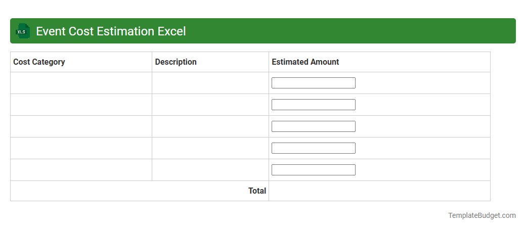 Event Cost Estimation Excel