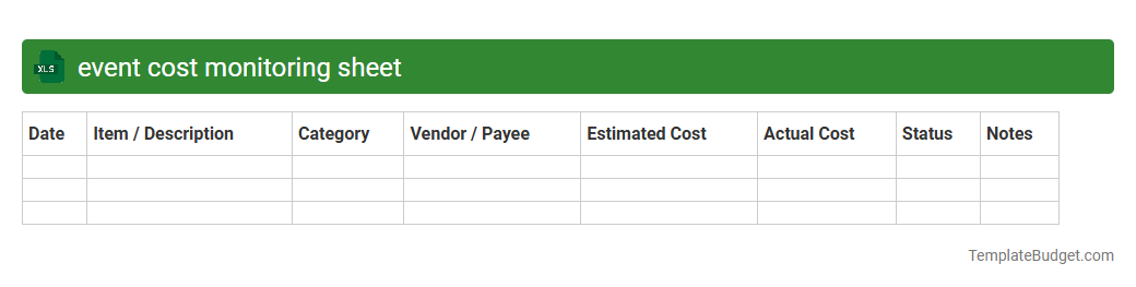 event cost monitoring sheet