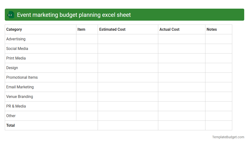 Event marketing budget planning excel sheet