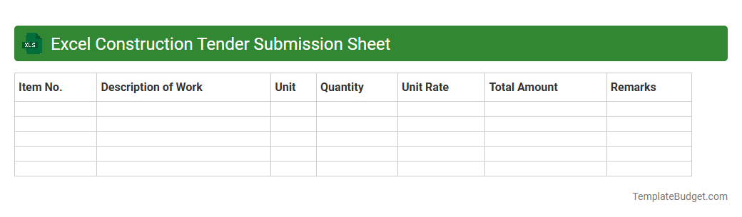 Excel Construction Tender Submission Sheet
