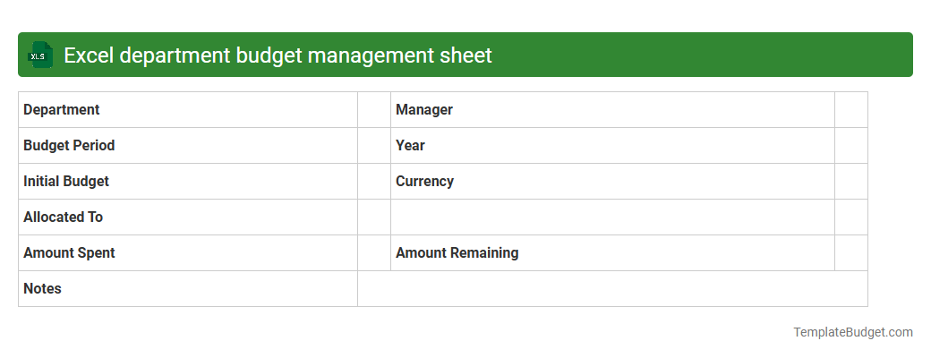 Excel department budget management sheet