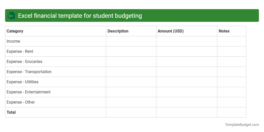 Excel financial template for student budgeting