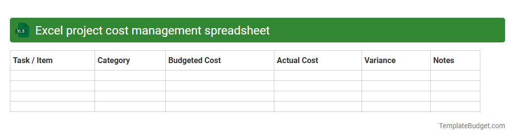 Excel project cost management spreadsheet