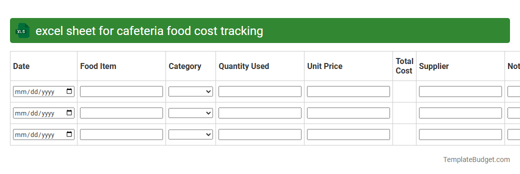 excel sheet for cafeteria food cost tracking