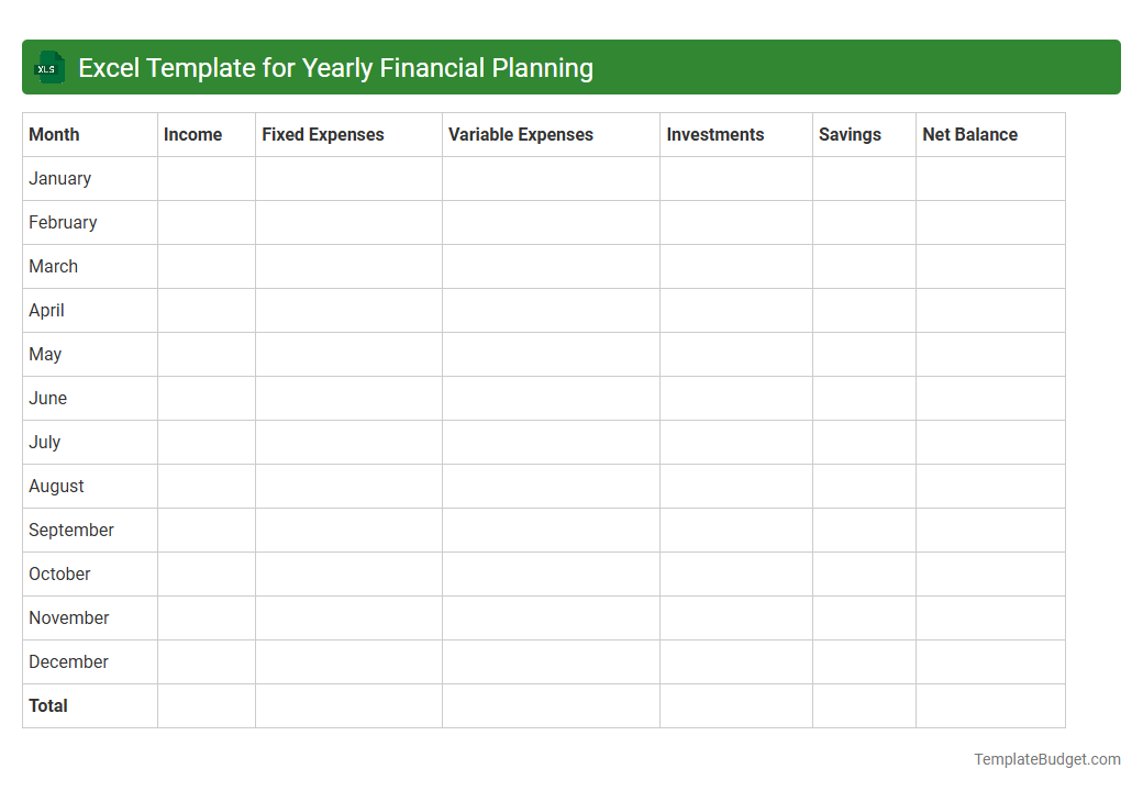 Excel Template for Yearly Financial Planning