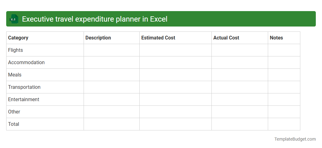 Executive travel expenditure planner in Excel