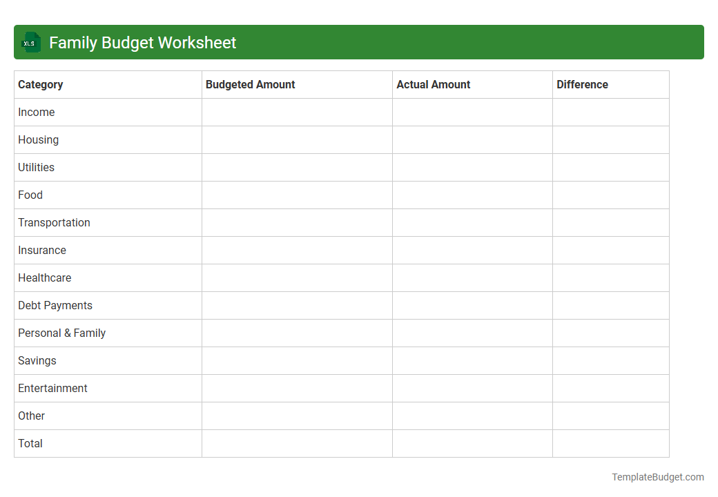Family Budget Worksheet