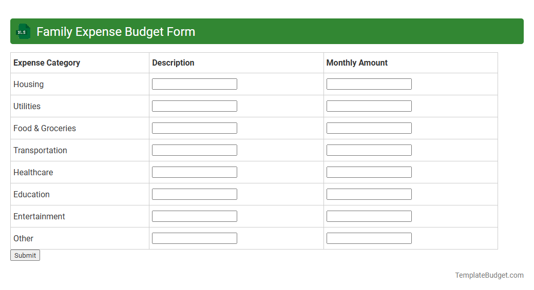 Family Expense Budget Form