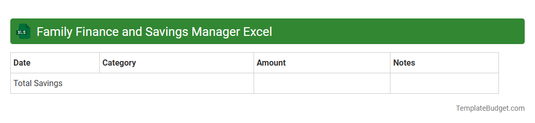 Family Finance and Savings Manager Excel
