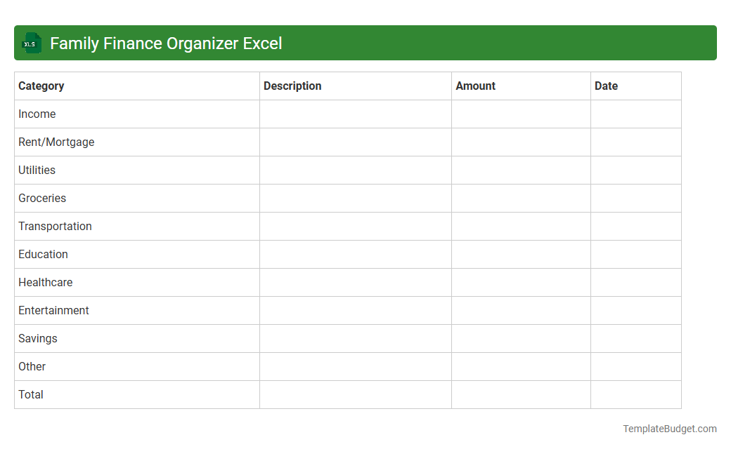 Family Finance Organizer Excel
