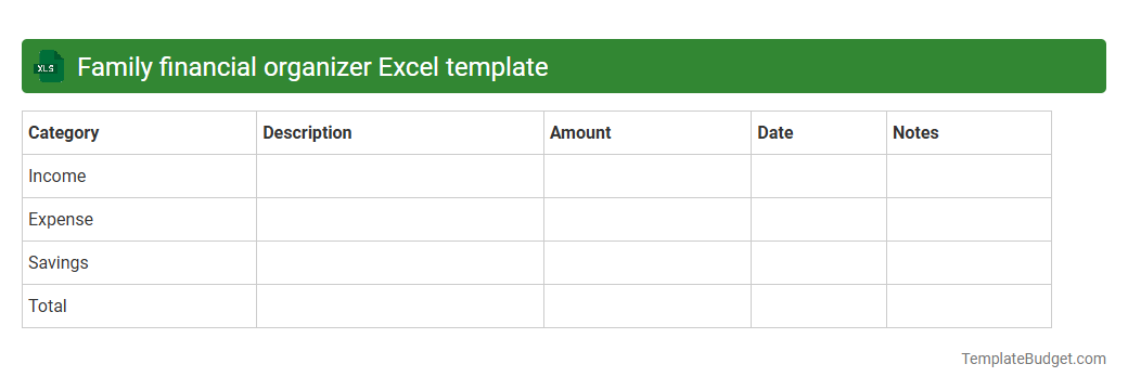 Family financial organizer Excel template