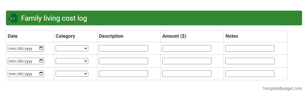 Family living cost log