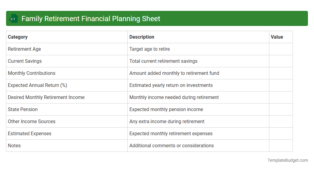 Family Retirement Financial Planning Sheet