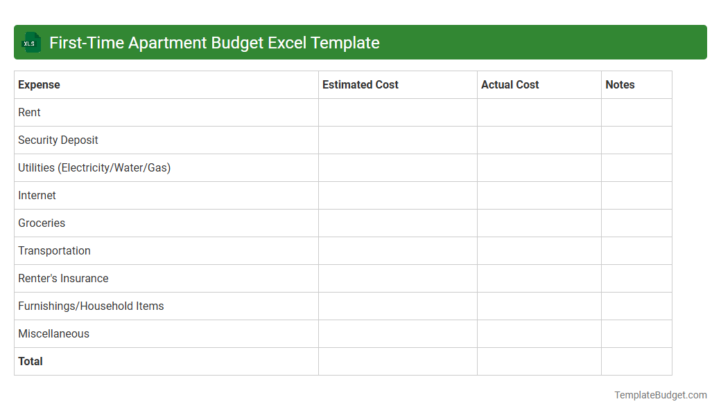 First-Time Apartment Budget Excel Template