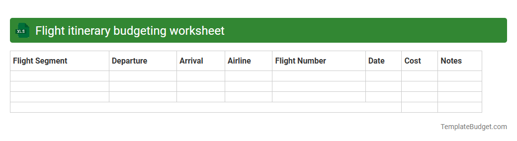Flight itinerary budgeting worksheet
