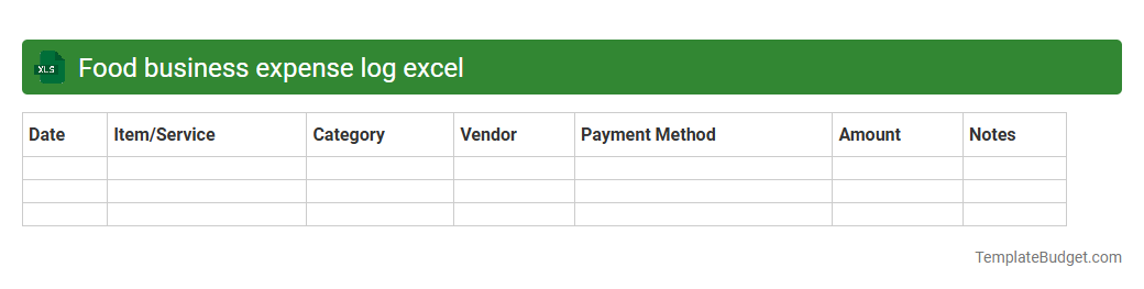 Food business expense log excel