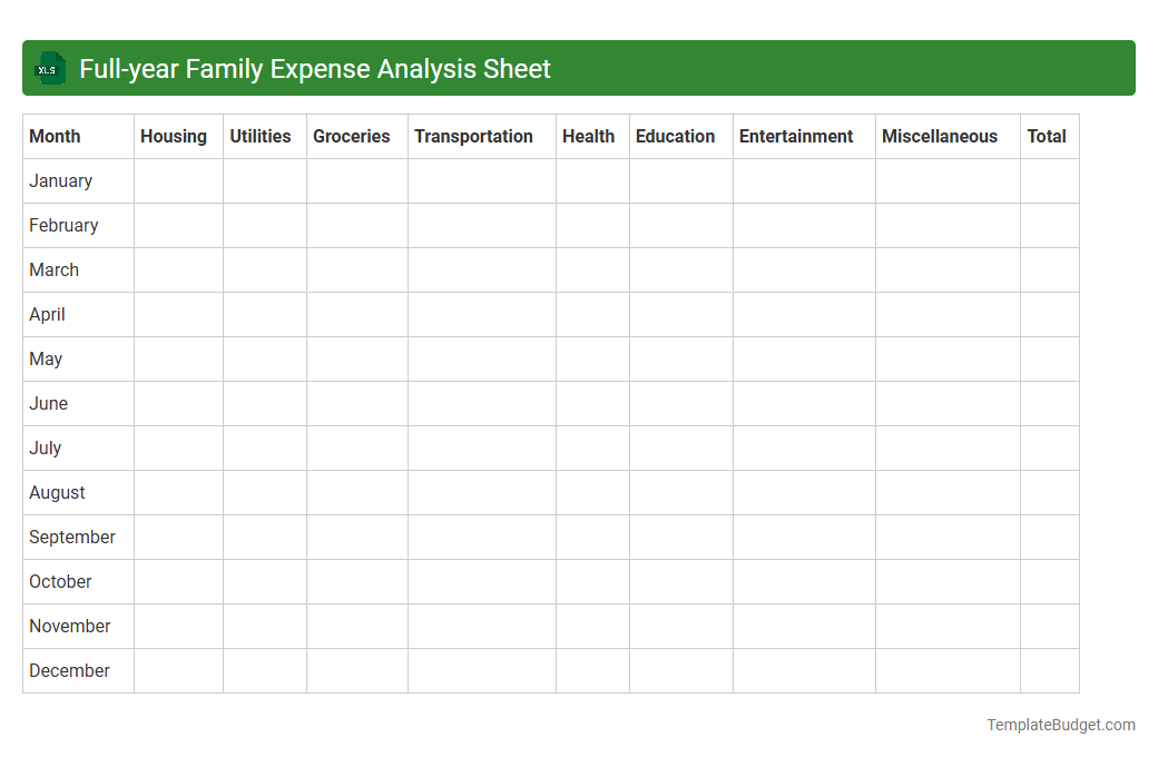 Full-year Family Expense Analysis Sheet
