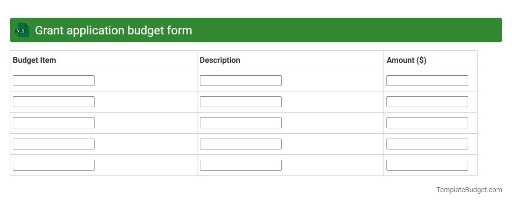 Grant application budget form