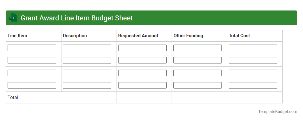 Grant Award Line Item Budget Sheet