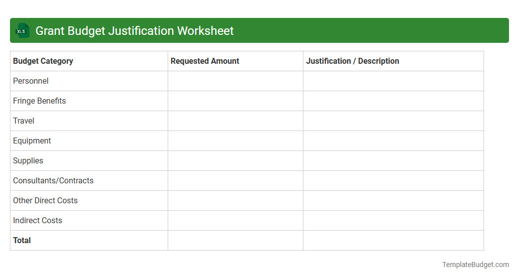 Grant Budget Justification Worksheet