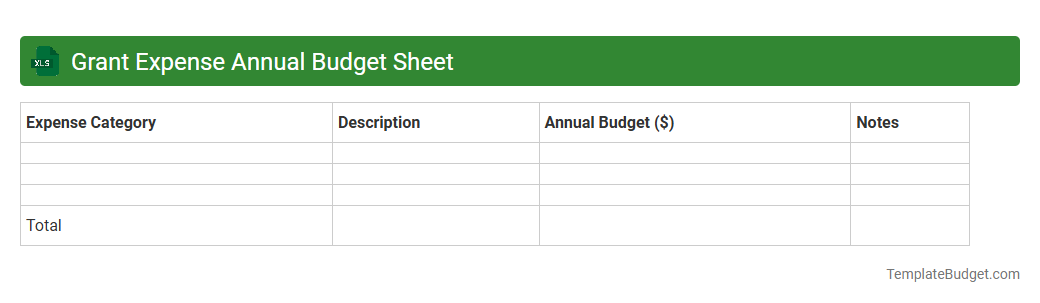 Grant Expense Annual Budget Sheet