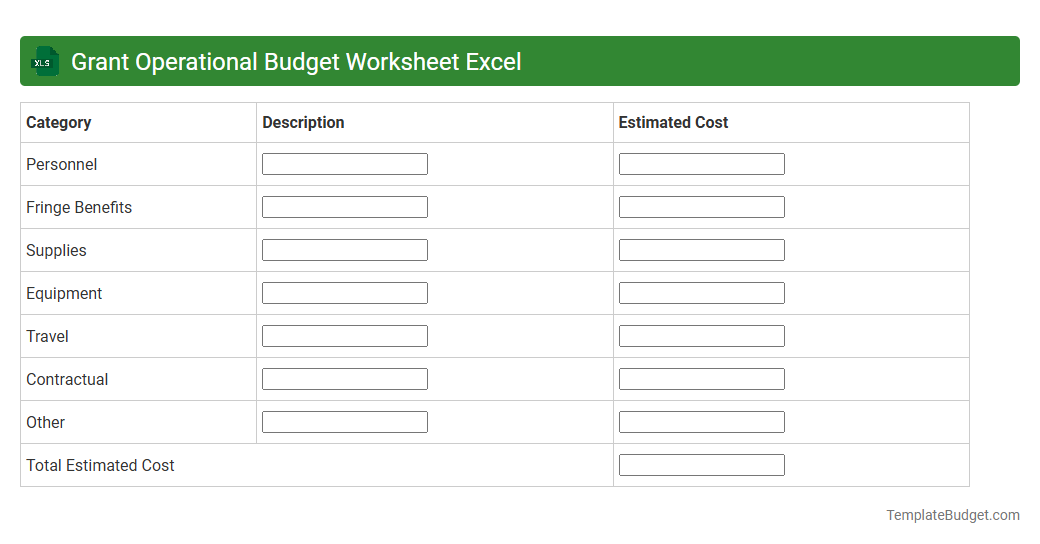 Grant Operational Budget Worksheet Excel