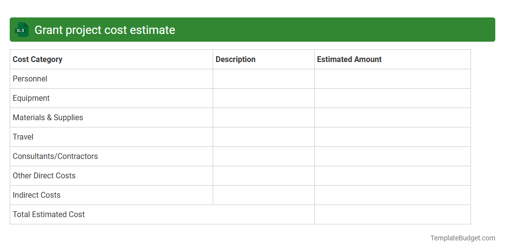 Grant project cost estimate