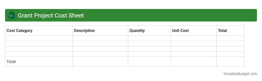 Grant Project Cost Sheet