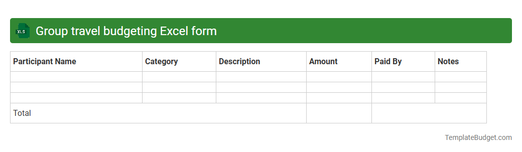 Group travel budgeting Excel form