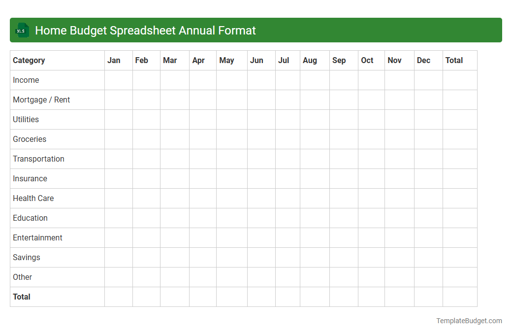 Home Budget Spreadsheet Annual Format