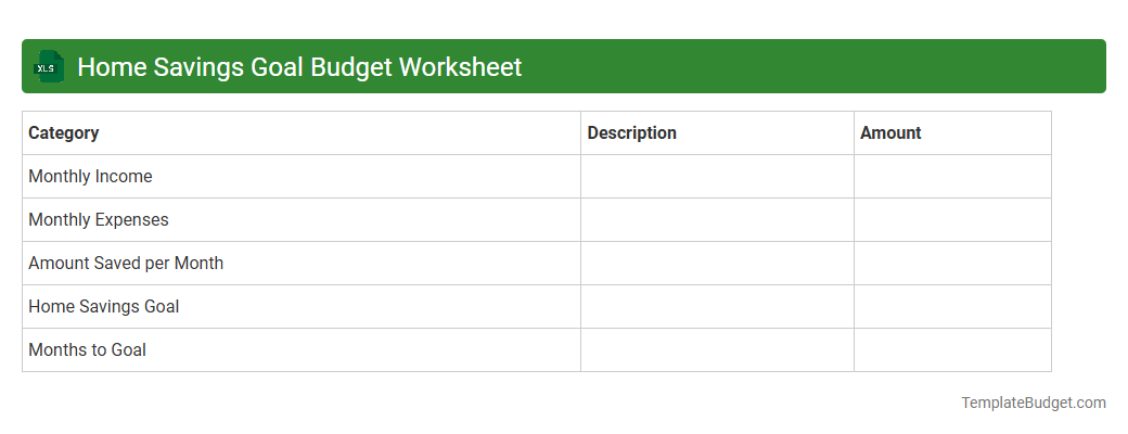 Home Savings Goal Budget Worksheet